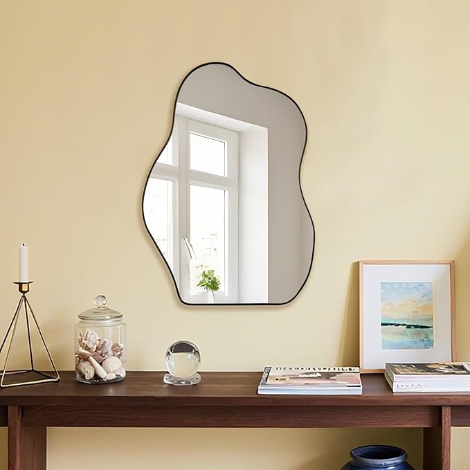 BOMINICA Irregular Wall Mirror - Asymmetrical Mirror for Bathroom, Living Room, Entryway, Bedroom - 20" x 28"