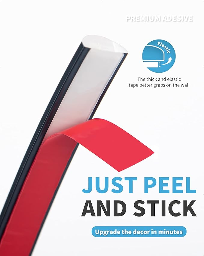 Art3d 10 Ft Peel and Stick Trim for Backsplash Tile Edge, Self-Adhesive Liner for Corner Decor in Black