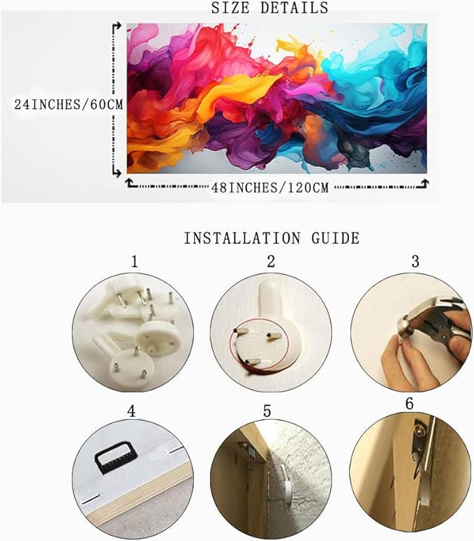 BYXART Abstract Canvas Wall Art for Living Room Colorful Artwork For Bedroom Fantasy Painting Multicolor Prints Picture for Bathroom Home Office Decoration 48L x 24W