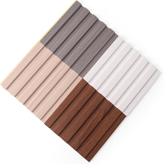 Art3d Slat Wall Panels, WPC Soundproof 3D Wall Paneling for Interior Wall Decor, TV Background, Samples 5-Pack 6 x 6 in.