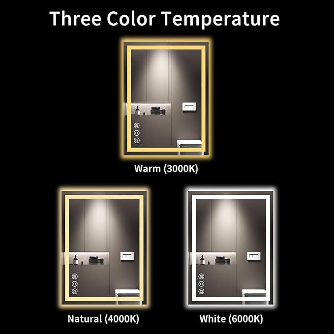 LOAAO 20X28 LED Bathroom Mirror with Lights, Anti-Fog, Dimmable, Backlit + Front Lit, Lighted Bathroom Vanity Mirror for Wall, Memory Function, Tempered Glass, Shatter-Proof, ETL Listed