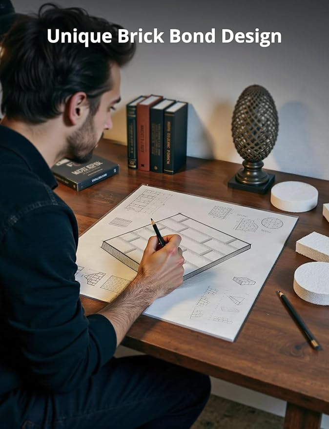 Acoustic Wall Panels, Brick Pattern Peel and Stick Sound Absorbing Panel for Ceiling, Door, Pared, 12 Pack 12"x12"x0.4", Dark Grey Decorative Self Adhesive Wall Tiles for Recording Studio, Room