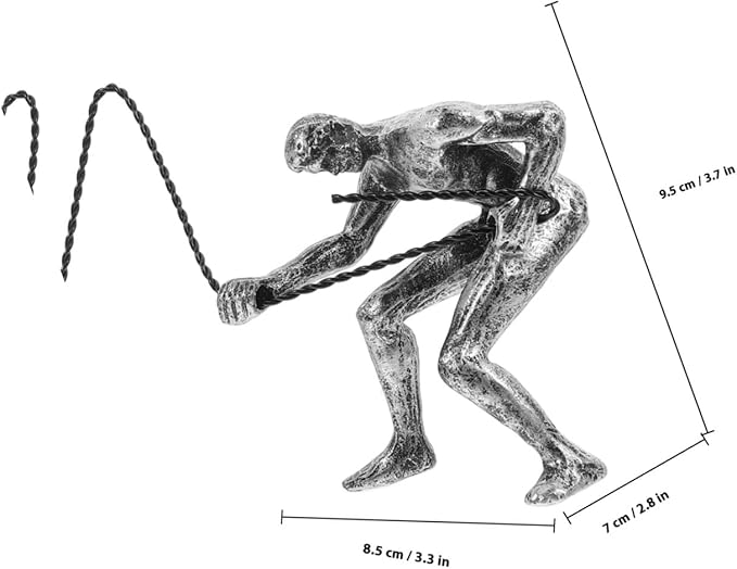 OSOLADY Vintage Resin Man Figurine Wall Sculpture Industrial Style Climbing Man Wall Hanging Decor for Living Bar Tv Background Artistic in Silver Right Hand