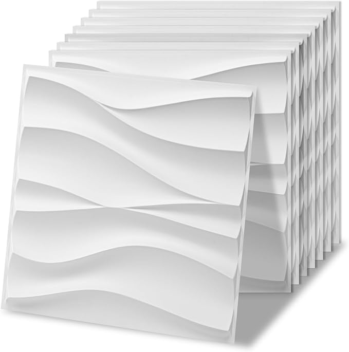 Art3d 20 Pack Decorative 3D Wall Panels, 19 Sq.Feet PVC Interior Wall Décor, 11.8"x11.8", White