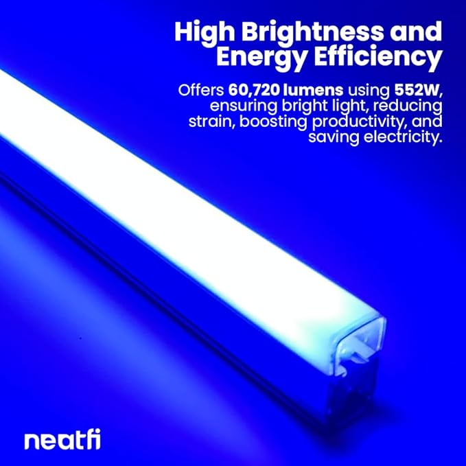 Neatfi LED Hexagon Garage Light 60,720 Lumens, 552W, Honeycomb Ceiling Light for Car Detailing, Auto Shops, Workshop, Warehouse, and Gym (15 Hex Grids, Blue)