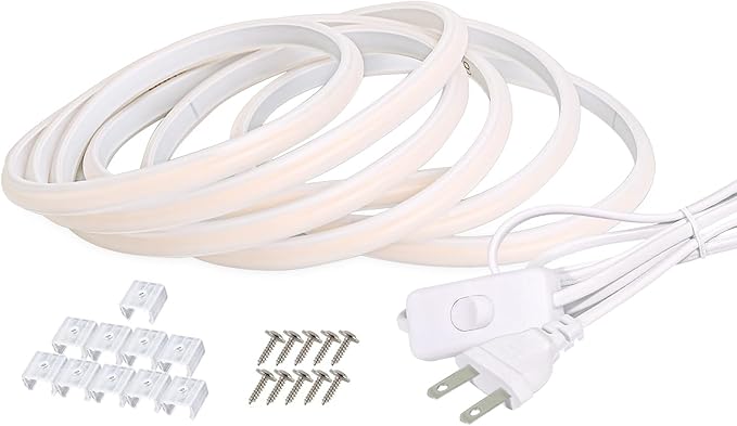 COB Led Strip Lights Waterproof IP67 AC 110V 120V Light Stip 3.28 ft Cuttable LED Rope Lights 320LEDs 3000K Warm White Super Bright with US Plug for Bedroom Ceiling Kitchen Under Cabinet Closet