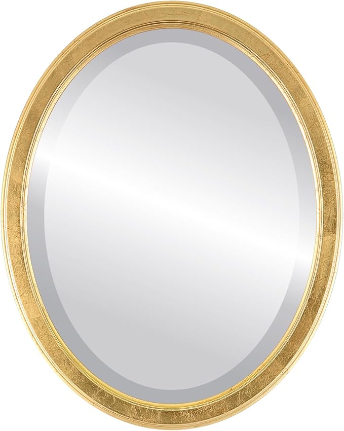 OVALCREST Oval Beveled Wall Mirror for Home Decor - Toronto Style - Gold Leaf - 26" x 22"