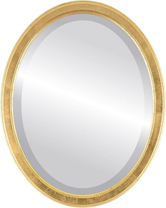 OVALCREST Oval Beveled Wall Mirror for Home Decor - Toronto Style - Gold Leaf - 26" x 22"