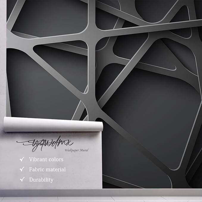 -3D Black Abstract Geometric Wallpaper Bedroom Living Room 180" x 115" (Not Peel and Stick)