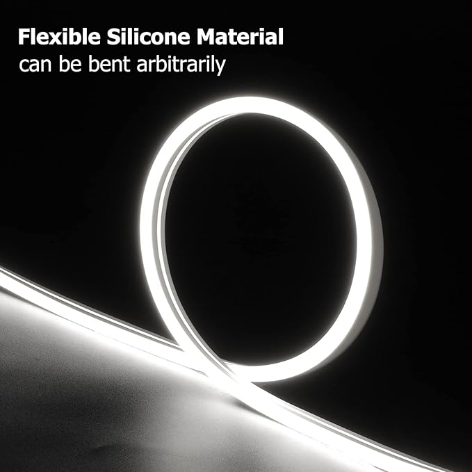 Neon Rope Lights, 16.4ft Rope Lights with Dimmable Remote and Adapter, Waterproof Flexible Smart Led Strip Lights for Bedroom, Super Bright, DIY Neon Sign, Indoors Outdoors Wall Decor, White