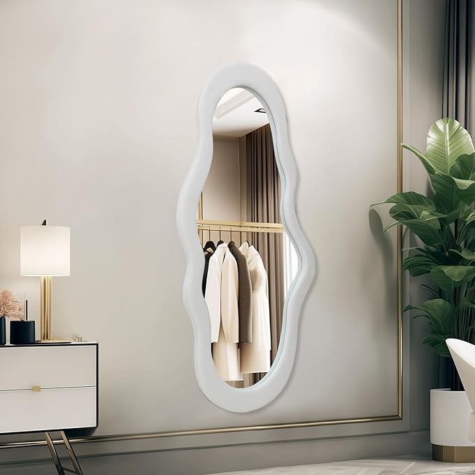 BST FURNH Small Cloud Mirror - Unique 44x21 Inch Full Length Wall Mounted Tall Mirror for Bedroom, Bathroom, Living Room