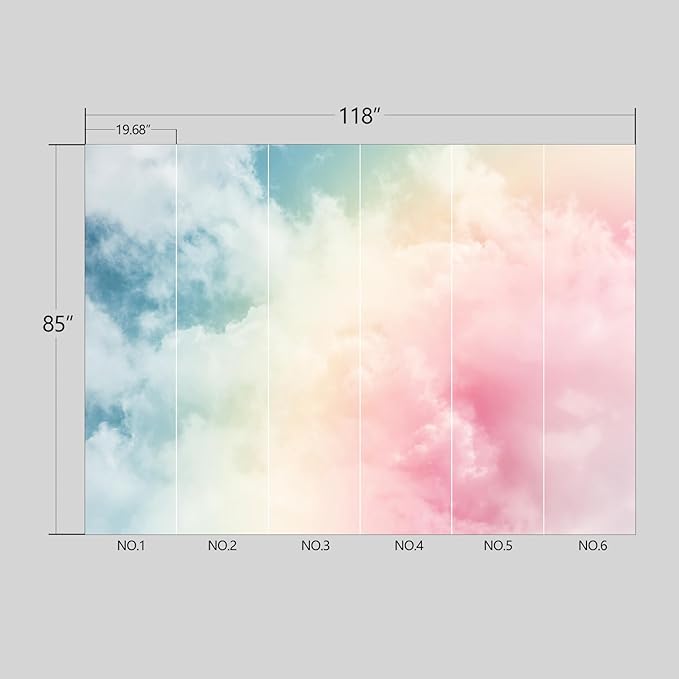 Colorful Cloud Wallpaper Peel and Stick Wall Mural for Bedroom Living Room - 85"x118"
