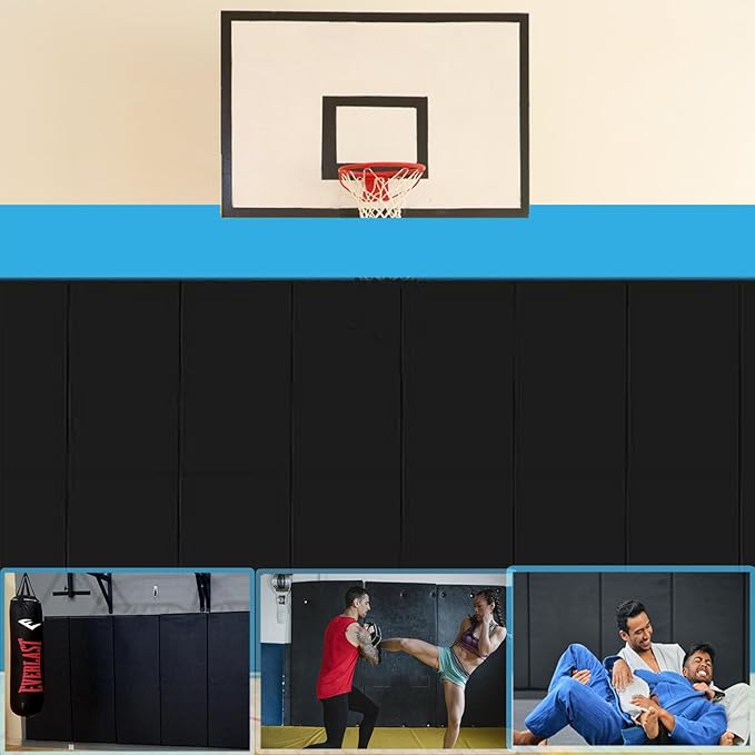 Basketball Wall Panels, 2" Thick Wall Pads for Gym, Gym Wall Padding with Waterproof Leather, Anti Collision Padded Foam Mat Protection for Kids Basketball Hoops