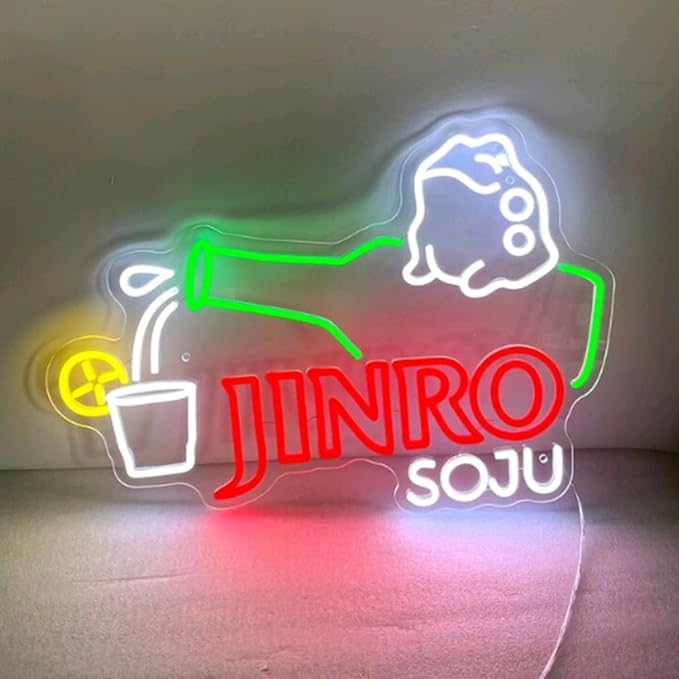 Jinro Soju Neon Light| Soju Neon Sign| Korean Wall Decor| Home Bar Neon Sign Size:H13 xW20inches
