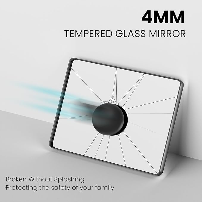 40X32 Inch Black Bathroom Mirror, Black Metal Framed Mirror for Wall, Rounded Rectangle Matte Bathroom Vanity Mirror with Tempered Glass, Anti-Rust, Horizontal/Vertical