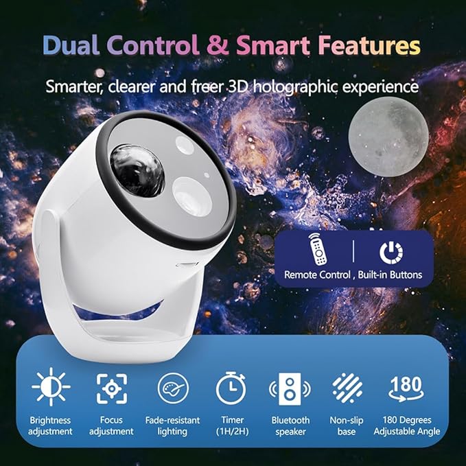 3D Galaxy Projector Star Projector, Planetarium Projector Night Light with Bluetooth Speaker for Bedroom Decor, 90 Dynamic Scenes, Relaxing Ambience & Ceiling Stars for Kids and Adults