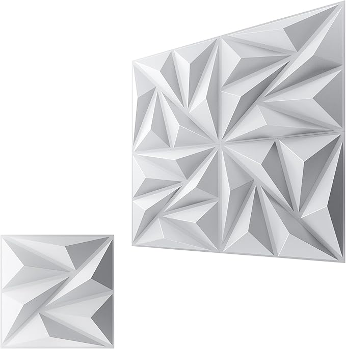 3D Wall Panels for Interior Wall Decor, 64 pcs PVC Wall Panels, 11.8''x11.8'' Decorative Accent Wall Panels for Game Rooms, TV Walls Background, Living Rooms, Decorative Wall Panels, White