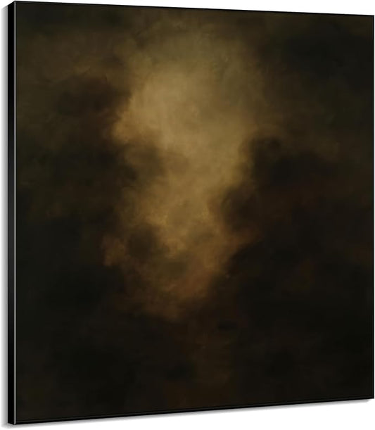 46"x46" XL Framed Wall Art - Golden Mist Abstract Moody Dark Atmospheric (Frame Assembly Required)