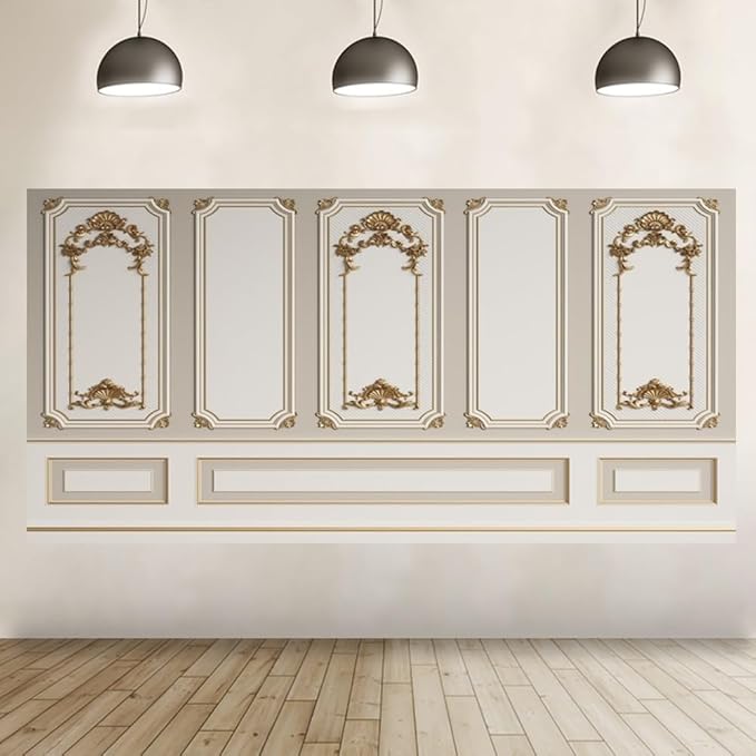 Leyiyi 20x10ft European Style Vintage Room Inside Backdrop European Frame Modern House Classic French Castle Cementery Wall Retro Style Photo Background Cowboy Kids Birthday Portrait Studio Props