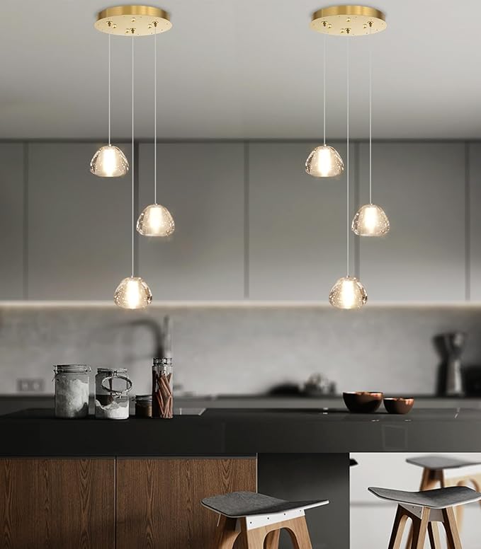 Modern Chandelier Crystal Pendant Light for Kitchen Island Dining Room Bedroom Hallway Gold