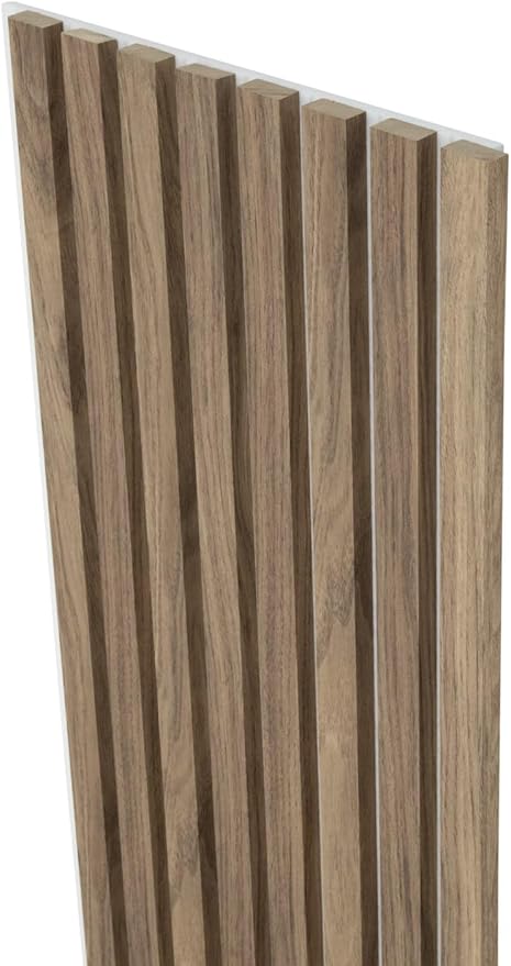 94" x 12.6" 3D Acoustic Slat Wood Wall Panels | Modern Sound-Dampening & Eco-Friendly Design (2-Piece Set) (Honey Walnut)