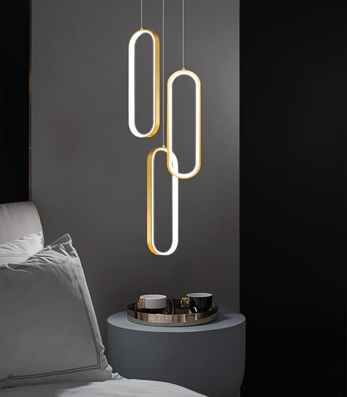 Modern Ring Chandelier LED Dimmable Ceiling Light for Kitchen Island Living Room Staircaes Dining Room Gold