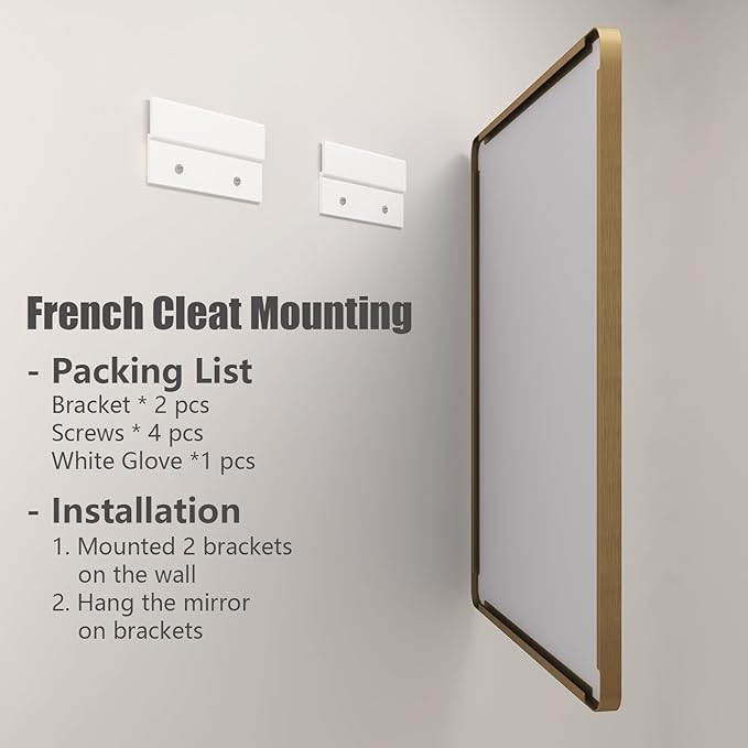 28x32 Gold Bathroom Mirror, Rounded Rectangle Gold Frame Mirror, Brushed Gold Brass Bathroom Vanity Mirror Wall-Mounted, Anti-Rust, Hangs Horizontally or Vertically