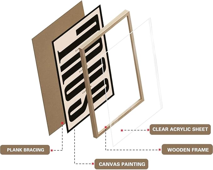 KISSFOX Retro Western Typography OAK Wood Framed Wall Art Farmhouse Soul Canvas Art Prints Rustic Southwestern Pictures Wall Decor Modern Mid Century Artwork For Gallery Bedroom Entryway Living Room