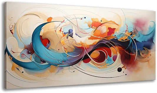BYXART Abstract Wall Art for Living Room Colorful Canvas Artwork For Bedroom Painting Multicolor Prints Picture for Bathroom Home Office Decoration 40L x 20W