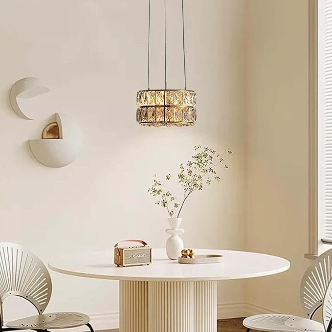 Modern Led Ring Chandelier Dimmable Ring Pendant Light for Kitchen Island Living Room Dining Room Adjustable 11.8 inch Black