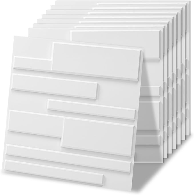 Art3d 20 Pack Decorative 3D Wall Panels, 19 Sq.Feet PVC Interior Wall Décor, 11.8"x11.8", White