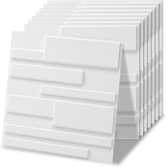 Art3d 20 Pack Decorative 3D Wall Panels, 19 Sq.Feet PVC Interior Wall Décor, 11.8"x11.8", White