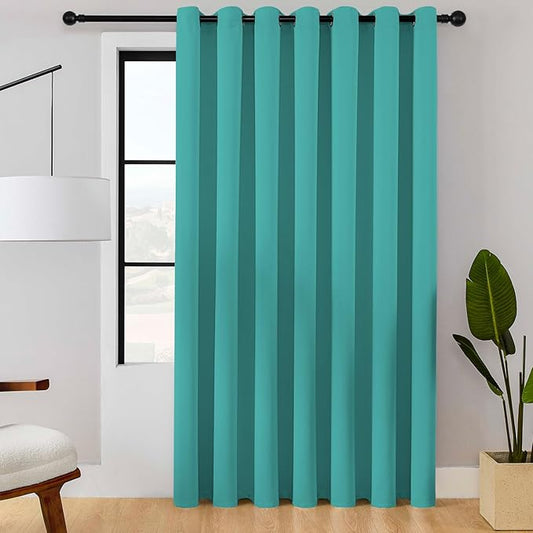 ChrisDowa Room Divider Curtain 96 Inches Long, Wide Blackout Sliding Door Curtain for Bedroom, Room Darkening Privacy Window Curtain for Patio Door (1 Panel Set, Teal, 100 x 96 Inch)