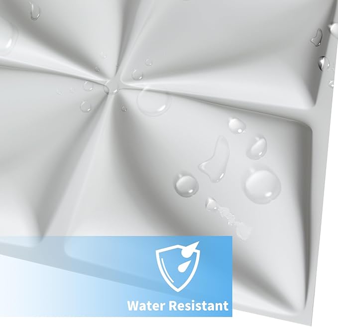 Art3d 19.7" x 19.7" (Pack Of 12) 3D Wall Panels Lucky Leaves PVC Wall Panel for Inter Decoration, Living Room, TV Background, Office, White