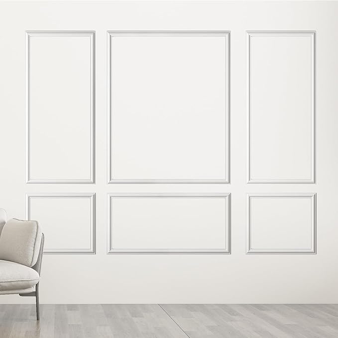 6-Frame Pre-Cut Accent Wall Molding Kit, Premade Wainscoting Chair Rail Moulding Panel Set for Interior Home Decoration (Widened to 2.16''W Each,24pcs)