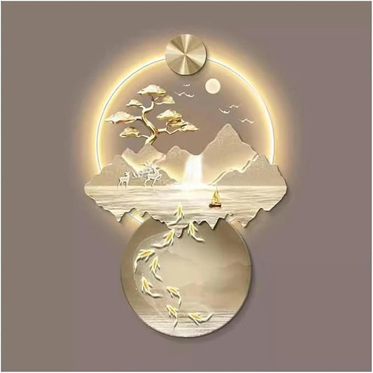 DLYZAYE 3D Wall Art Decor Wall Sculptures Wall Hanging Art with Led Light Wall Art Decorations Lamp Oriental Decor Traditional Chinese Wall Hanging Painting~/