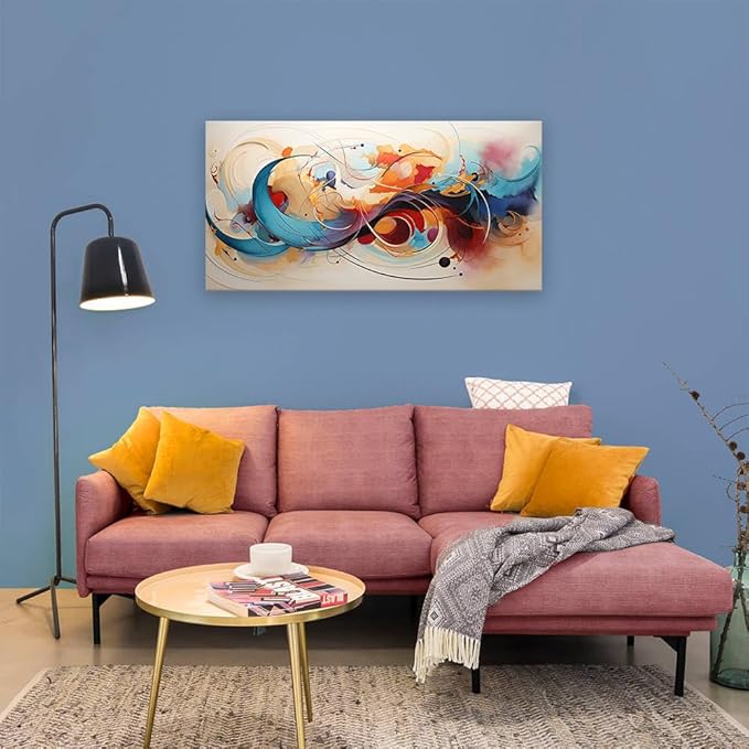 BYXART Abstract Wall Art for Living Room Colorful Canvas Artwork For Bedroom Painting Multicolor Prints Picture for Bathroom Home Office Decoration 40L x 20W