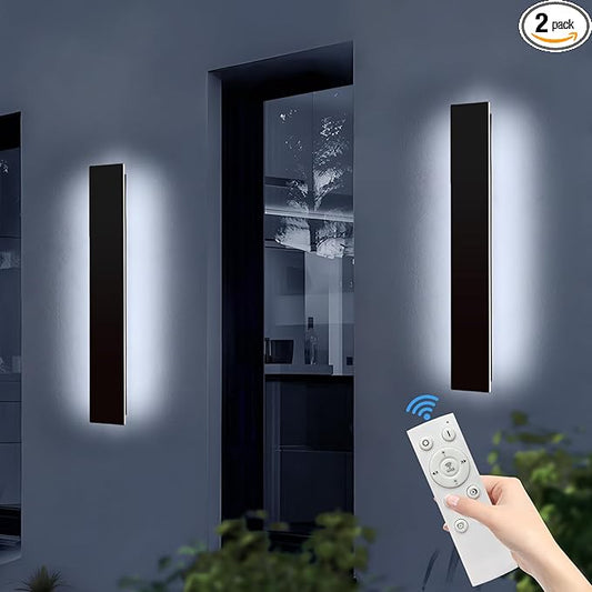 Mikeru Upgraded 2 Pack 31.4" Long & 4.3" Wide LED Wall Sconce, 10%-100% Dimming + 3000K-6000K Adjustable, IP65 Waterproof Outdoor Light Fixtures Cover US Junction Box for Porch, Garage, Basement