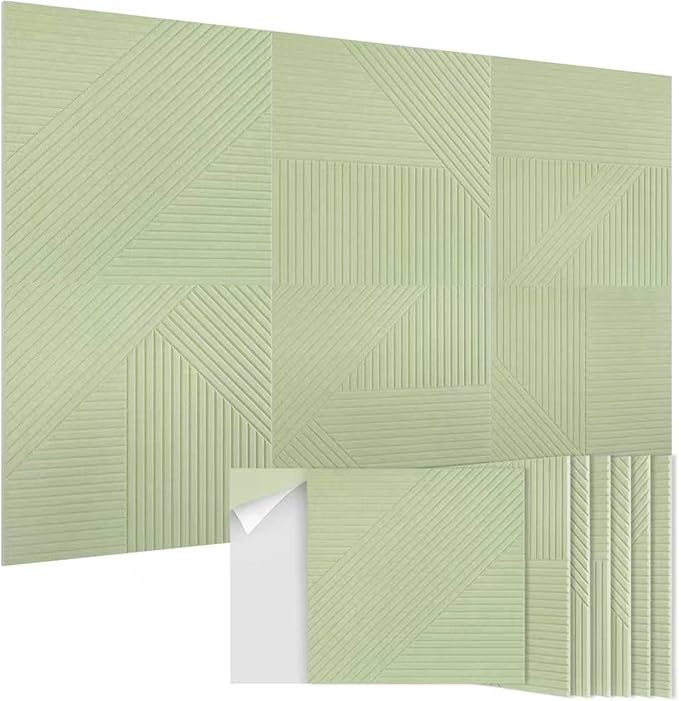 Acoustic Panels 6 Pack, Soundproof Wall Panels 23.6 x 23.6 Inches, Large Decorative Sound Absorbing Panels,Self-Adhesive Acoustic Treatment for Home Studio Office, VerdeLux