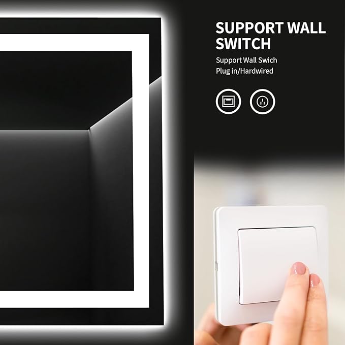 LOAAO 60X36 LED Bathroom Mirror with Lights, Anti-Fog, Dimmable, Backlit + Front Lit, Lighted Bathroom Vanity Mirror for Wall, Memory Function, Tempered Glass, ETL Listed