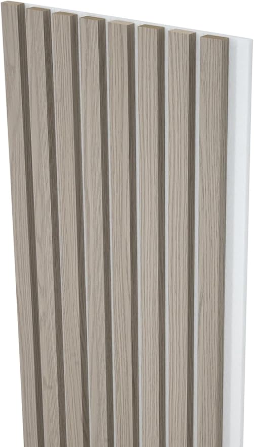 94" x 12.6" 3D Acoustic Slat Wood Wall Panels | Modern Sound-Dampening & Eco-Friendly Design (2-Piece Set) (Sandstone Oak)