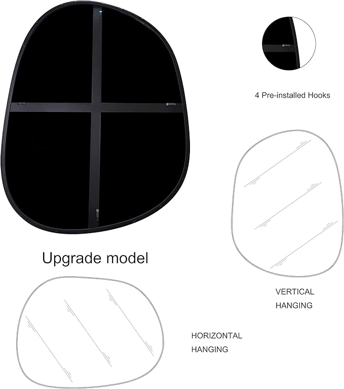 Asymmetrical Wall Mirror for Decor 17.5"*22.5", Modern Black Framed Wall Mirror for Living Room Bathroom Bedroom Entryway ELE-STOU-0066B