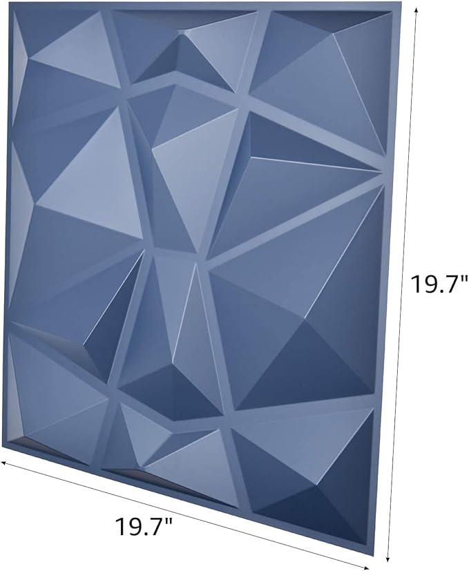 Art3d 19.7in x 19.7in (Pack Of 12) Wall Panel Diamond, Blue