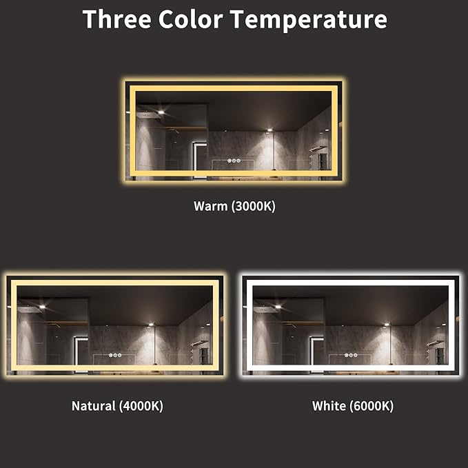 LOAAO 77X36 LED Bathroom Mirror with Lights, Anti-Fog, Dimmable, Backlit + Front Lit, Lighted Bathroom Vanity Mirror for Wall, Memory Function, Tempered Glass, ETL Listed