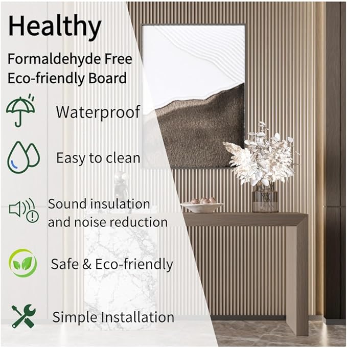 4PCS 3D Acoustic Slat Wall Panels Circle Design Fluted Textured Panel for Interior Wall Decor 118"x6" (Graphite)