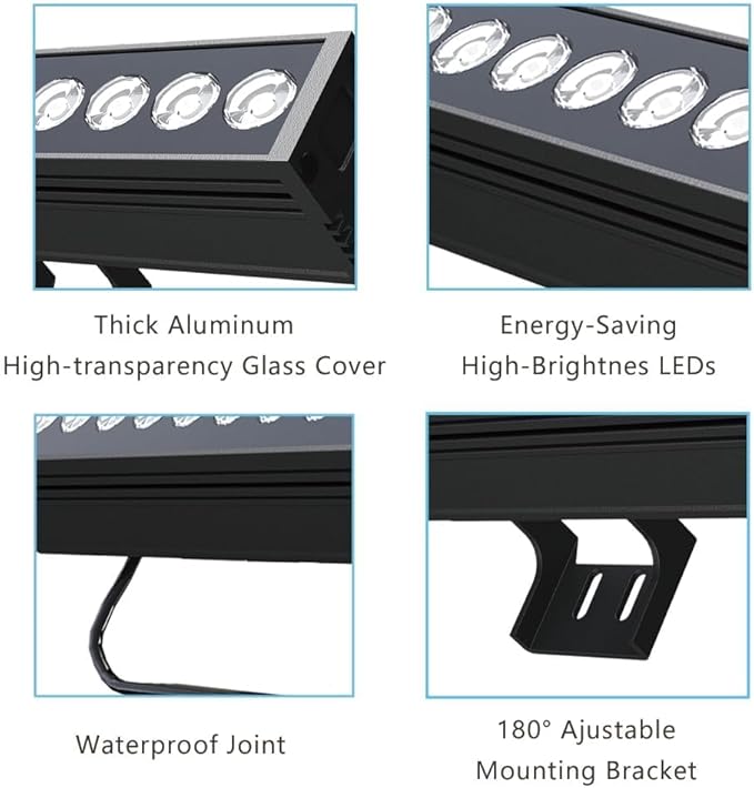 72W LED Wall Washer Light Bar, 3.2FT 4000K Neutral White Outdoor Wall Washer Lights, 120V Waterproof IP67 LED Light Bar for Outdoor (2 Pack)