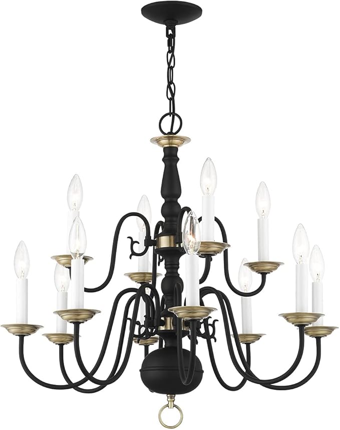 Livex Lighting 5012-04 Williamsburgh 12 Light Black Chandelier