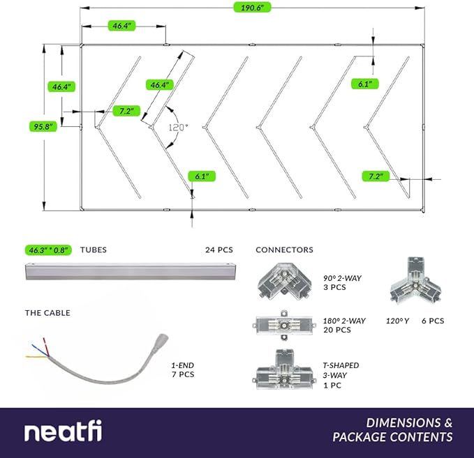 Neatfi 384W LED Garage Light, 42,240 Lumens, 6500K, IP54 Waterproof Ceiling Light for Shops, Car Detailing, Workshops, Gyms, Warehouses, Barber & Beauty Salons (Cool White, 6 Arrows with Hanging Kit)