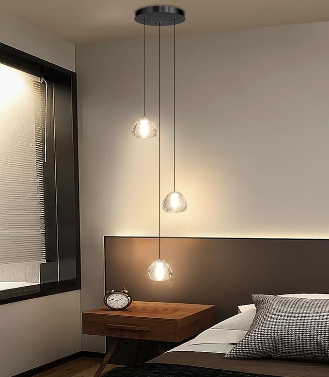Modern Chandelier Crystal Pendant Light for Kitchen Island Dining Room Bedroom Hallway Black