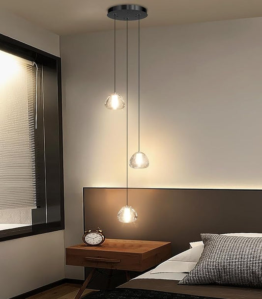 Modern Chandelier Crystal Pendant Light for Kitchen Island Dining Room Bedroom Hallway Black
